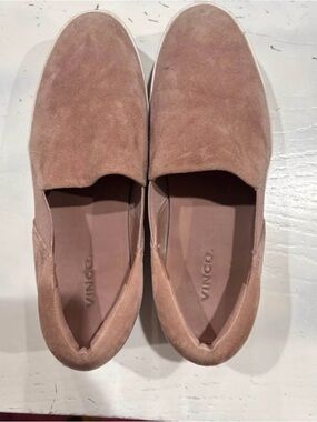 Vince Blush Suede Slip-On Mules